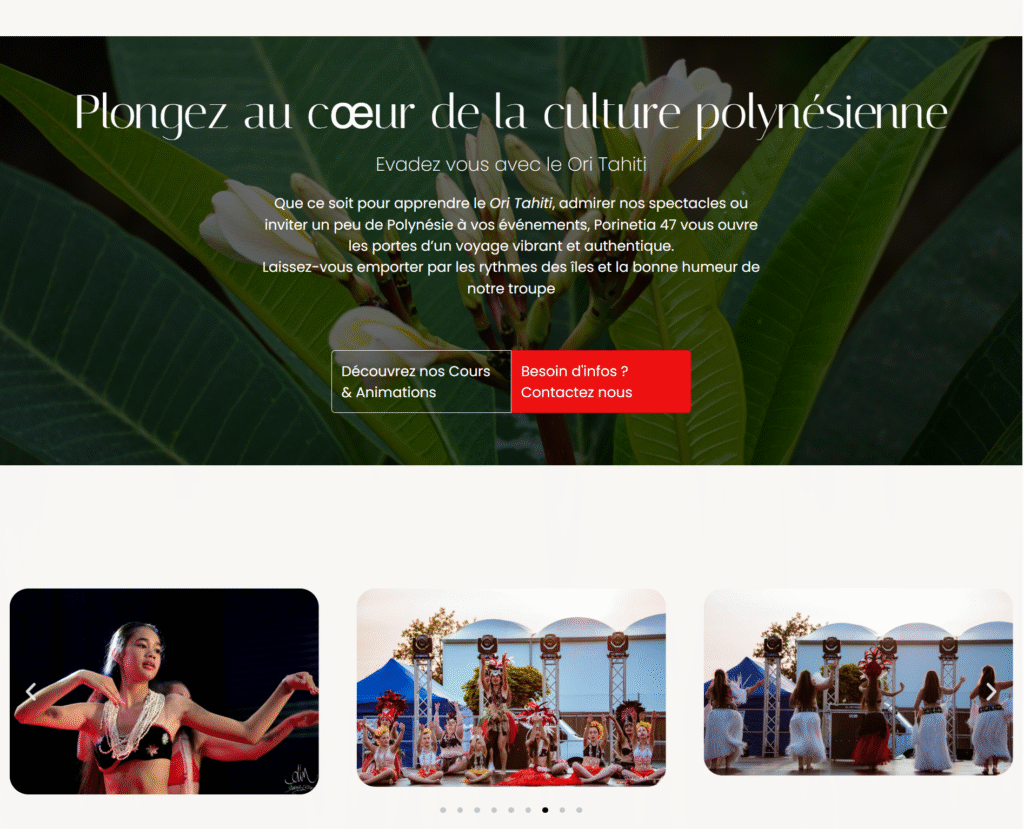 Création du site internet de l’association Porinetia 47 à Villeneuve-sur-Lot