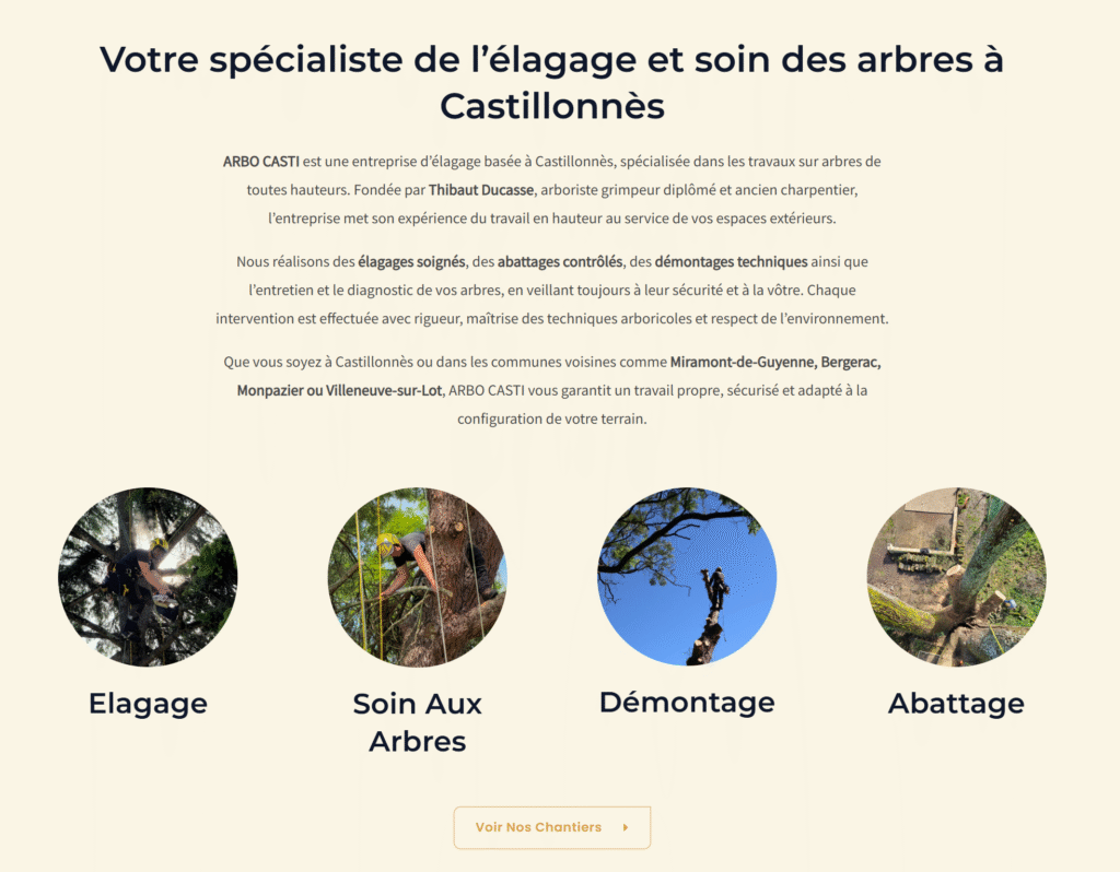 Création site élagage Castillonnes arbocasti